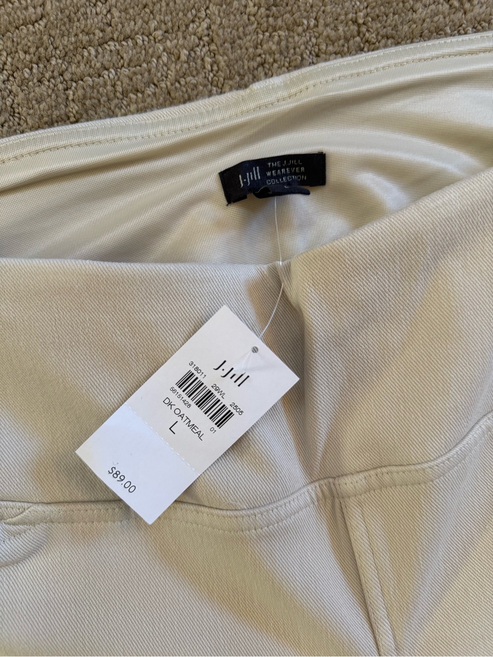 J Jill Wearever Oatmeal Cream Size large Pull-On Capris Pants NWT - Picture 3 of 6